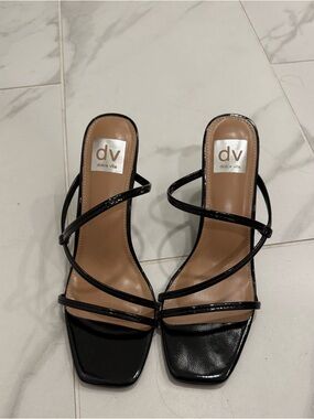Dolce Vita Black Patent Strappy Square-Toe Heels